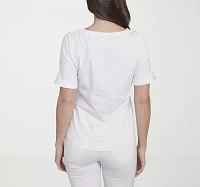 Hearts Of Palm Womens Keyhole Neck Elbow Sleeve T-Shirt