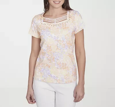 Hearts Of Palm Womens Square Neck Short Sleeve T-Shirt