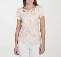 Hearts Of Palm Womens Square Neck Short Sleeve T-Shirt