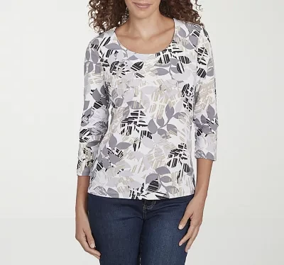Hearts Of Palm Womens Scoop Neck 3/4 Sleeve T-Shirt