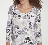 Hearts Of Palm Womens Scoop Neck 3/4 Sleeve T-Shirt