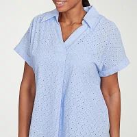 Hearts Of Palm Womens Short Sleeve Blouse