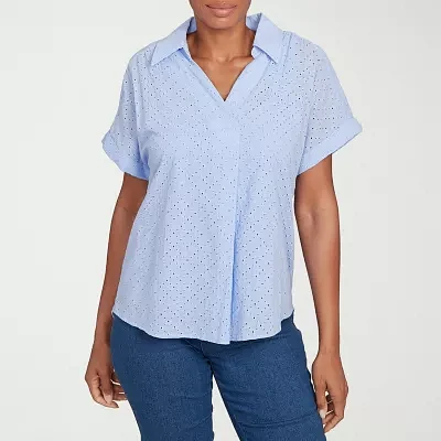 Hearts Of Palm Womens Short Sleeve Blouse