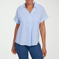 Hearts Of Palm Womens Short Sleeve Blouse