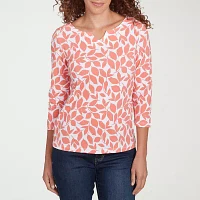 Hearts Of Palm Womens Split Crew Neck 3/4 Sleeve T-Shirt
