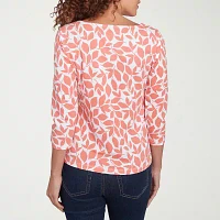 Hearts Of Palm Womens Split Crew Neck 3/4 Sleeve T-Shirt