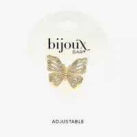 Bijoux Bar Gold Tone Womens Crystal 14K Gold Over Brass Butterfly Cocktail Ring