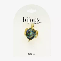 Bijoux Bar Gold Tone Turtle Womens Abalone 14K Gold Over Brass Cocktail Ring