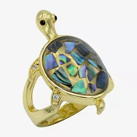 Bijoux Bar Gold Tone Turtle Womens Abalone 14K Gold Over Brass Cocktail Ring