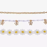 Arizona Gold Tone Daisy Womens Butterfly Flower 12 Inch Choker Necklace