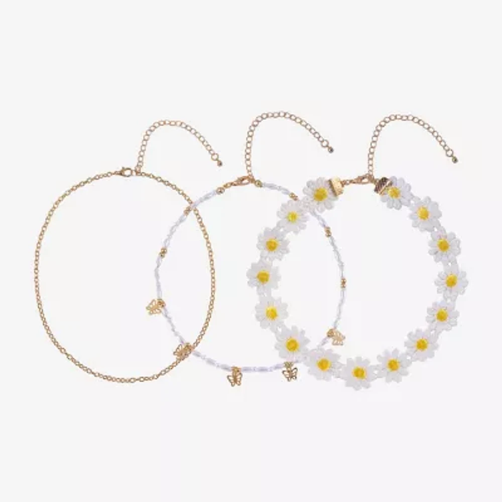 Arizona Gold Tone Daisy Womens Butterfly Flower 12 Inch Choker Necklace