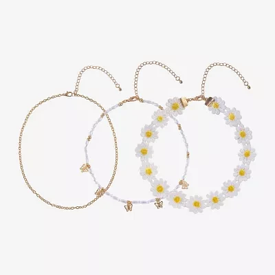 Arizona Gold Tone Daisy Womens Butterfly Flower 12 Inch Choker Necklace
