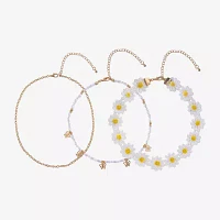 Arizona Gold Tone Daisy Womens Butterfly Flower 12 Inch Choker Necklace