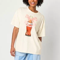 Juniors Diet Coke Bow Oversized Womens Crew Neck Short Sleeve Graphic T-Shirt