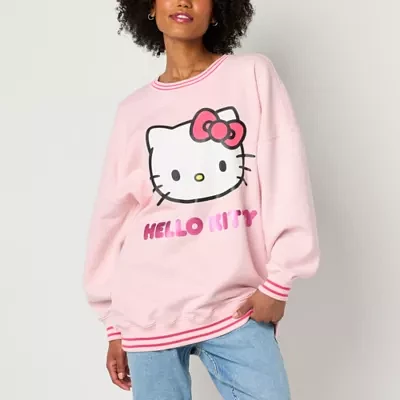 Juniors Womens Crew Neck Long Sleeve Hello Kitty Sweatshirt
