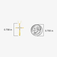 Womens Diamond Accent Natural White Diamond 10K Gold Cross Pendant Necklaces