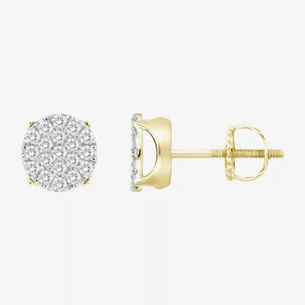 1 CT. T.W. Natural White Diamond 10K Gold 10.5mm Round Stud Earrings
