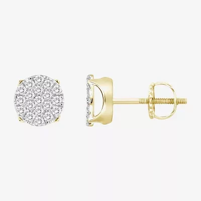 1 CT. T.W. Natural White Diamond 10K Gold 10.5mm Round Stud Earrings