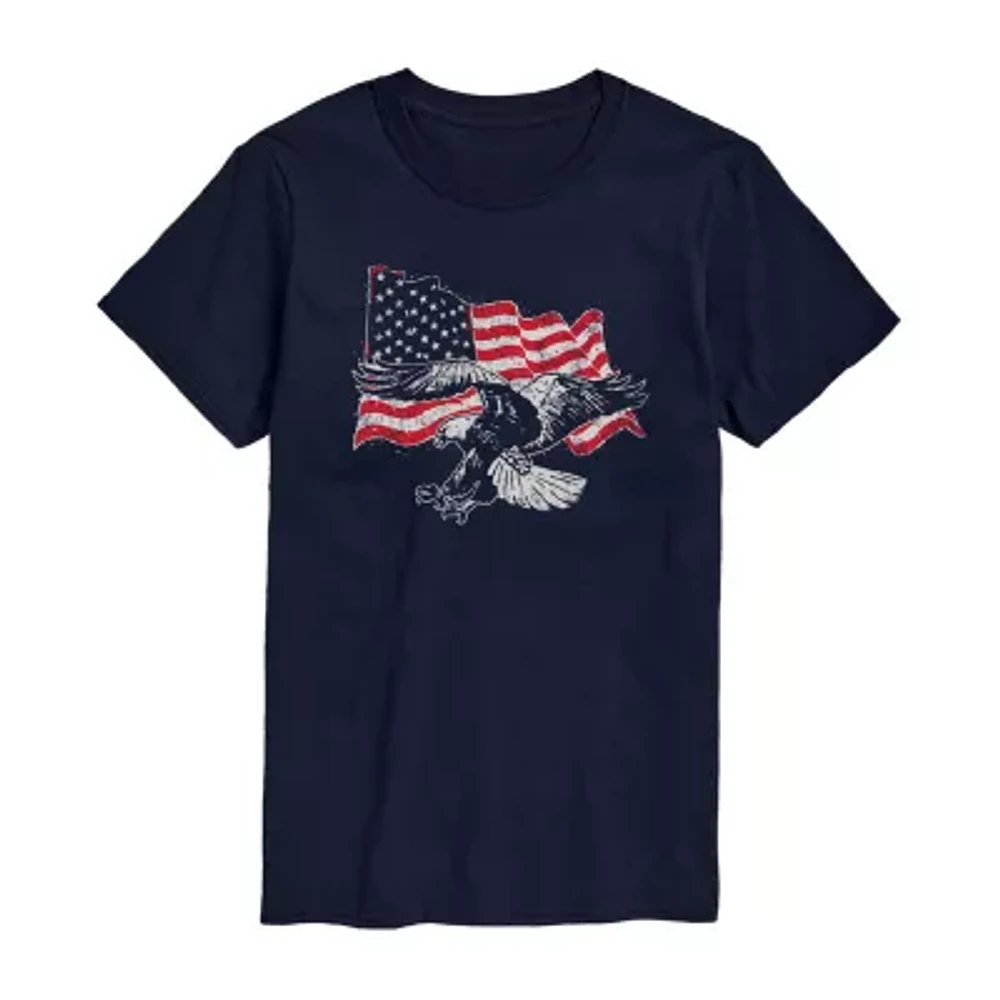 Big and Tall Mens Crew Neck Short Sleeve Classic Fit Americana Graphic T-Shirt