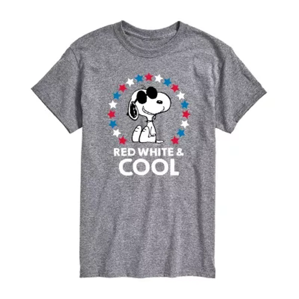 Big and Tall Mens Crew Neck Short Sleeve Classic Fit Americana Peanuts Snoopy Graphic T-Shirt