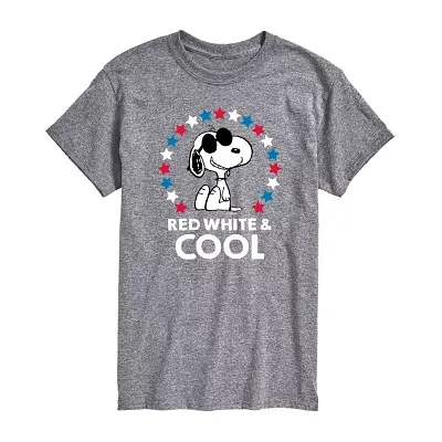 Big and Tall Mens Crew Neck Short Sleeve Classic Fit Americana Peanuts Snoopy Graphic T-Shirt