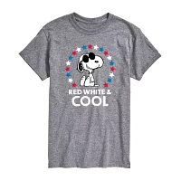 Big and Tall Mens Crew Neck Short Sleeve Classic Fit Americana Peanuts Snoopy Graphic T-Shirt