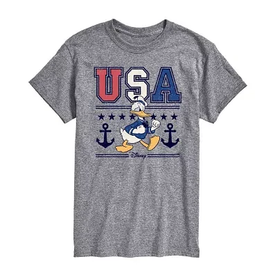 Big and Tall Mens Crew Neck Short Sleeve Classic Fit Americana Donald Duck Graphic T-Shirt