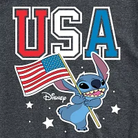 Big and Tall Mens Crew Neck Short Sleeve Classic Fit Americana Lilo & Stitch Graphic T-Shirt