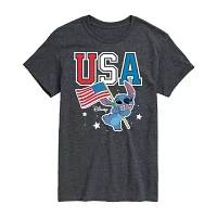 Big and Tall Mens Crew Neck Short Sleeve Classic Fit Americana Lilo & Stitch Graphic T-Shirt
