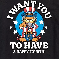 Big and Tall Mens Crew Neck Short Sleeve Classic Fit Americana Garfield Graphic T-Shirt