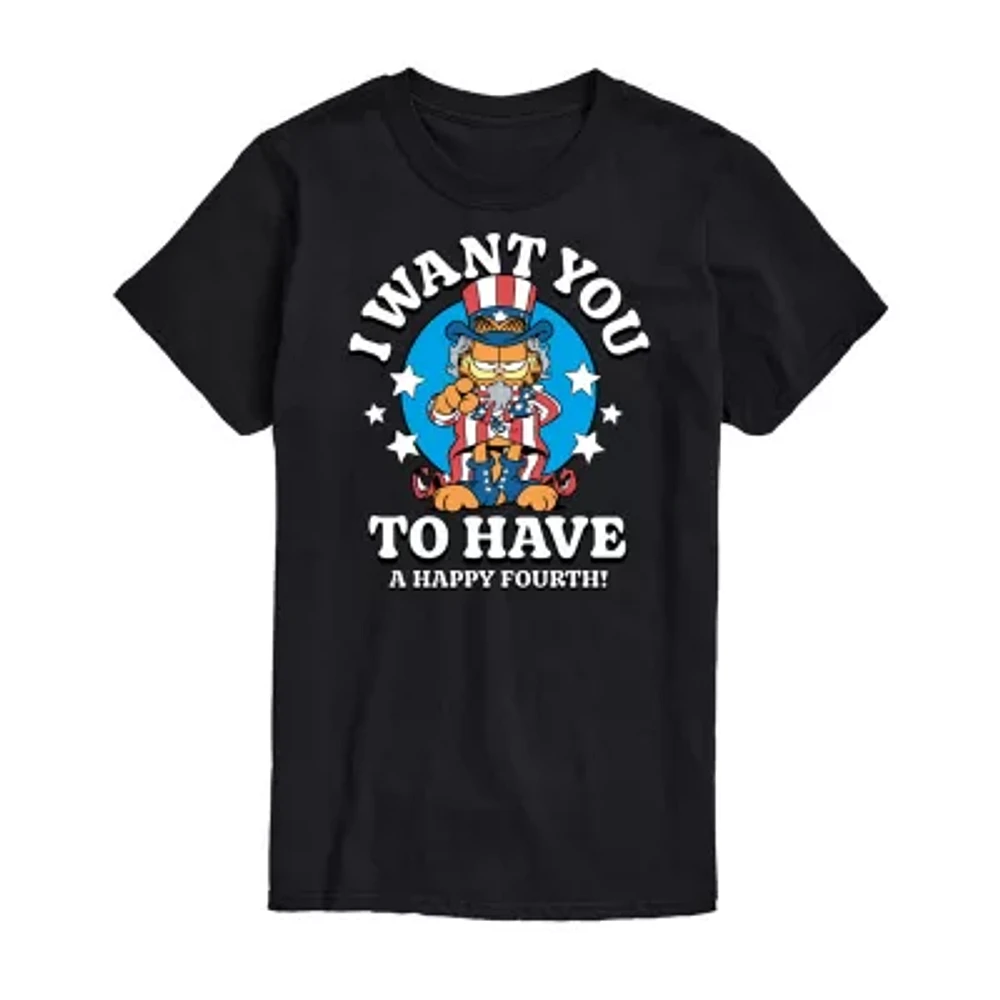 Big and Tall Mens Crew Neck Short Sleeve Classic Fit Americana Garfield Graphic T-Shirt
