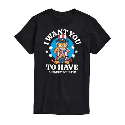 Big and Tall Mens Crew Neck Short Sleeve Classic Fit Americana Garfield Graphic T-Shirt