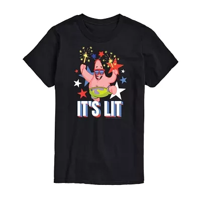 Big and Tall Mens Crew Neck Short Sleeve Classic Fit Americana Spongebob Graphic T-Shirt