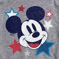 Big and Tall Mens Crew Neck Short Sleeve Classic Fit Americana Mickey Mouse Graphic T-Shirt