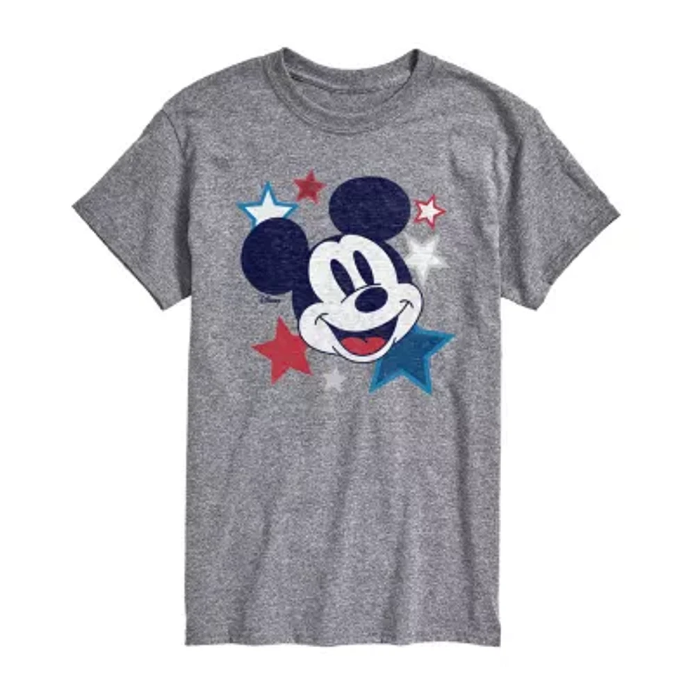 Big and Tall Mens Crew Neck Short Sleeve Classic Fit Americana Mickey Mouse Graphic T-Shirt