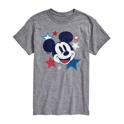 Big and Tall Mens Crew Neck Short Sleeve Classic Fit Americana Mickey Mouse Graphic T-Shirt