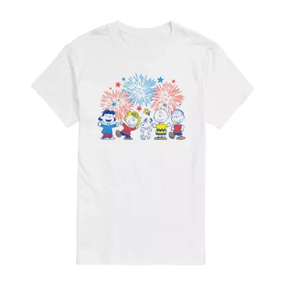 Big and Tall Mens Crew Neck Short Sleeve Classic Fit Americana Peanuts Snoopy Graphic T-Shirt