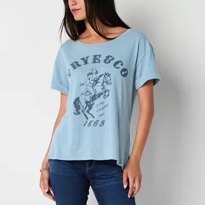 Frye and Co. Womens Crew Neck Short Sleeve Graphic T-Shirt