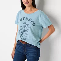 Frye and Co. Womens Crew Neck Short Sleeve Graphic T-Shirt