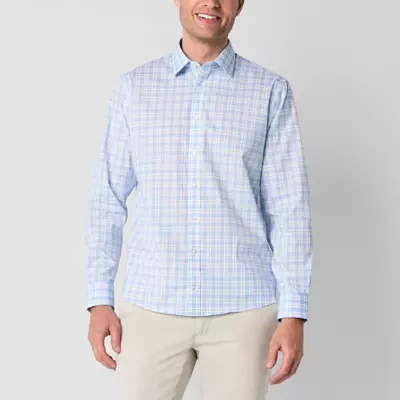 Stafford Mens Regular Fit Long Sleeve Plaid Button-Down Shirt