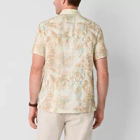 Stafford Mens Regular Fit Short Sleeve Paisley Button-Down Shirt