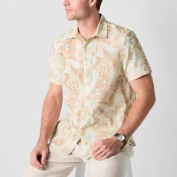 Stafford Mens Regular Fit Short Sleeve Paisley Button-Down Shirt