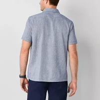 Stafford Mens Regular Fit Short Sleeve Button-Down Shirt