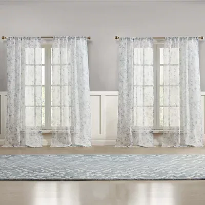 Laura Ashley Barnette Rod Pocket Sheer Set of 4 Curtain Panel