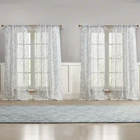 Laura Ashley Barnette Rod Pocket Sheer Set of 4 Curtain Panels