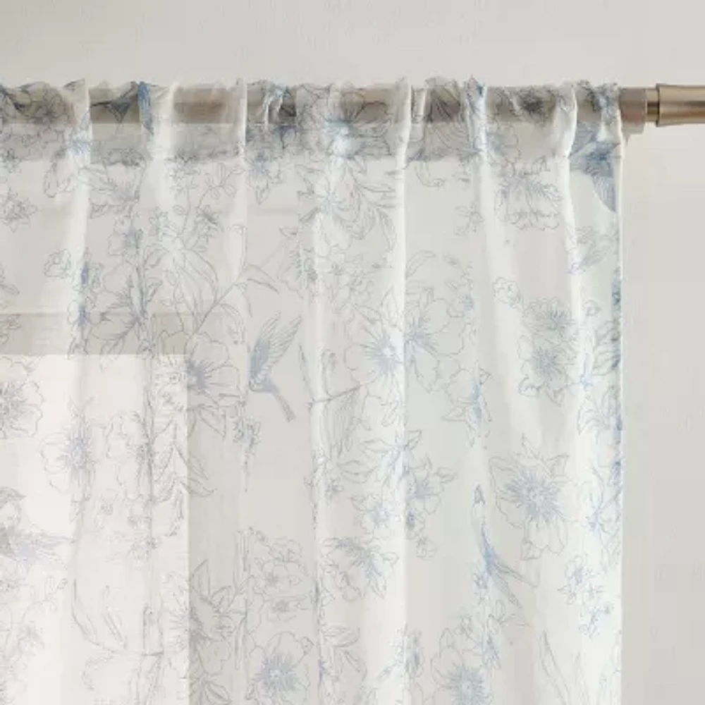 Laura Ashley Barnette Rod Pocket Sheer Set of 4 Curtain Panels