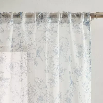 Laura Ashley Barnette Rod Pocket Sheer Set of 4 Curtain Panels