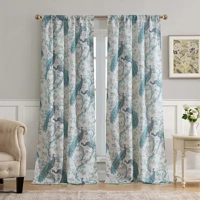 Laura Ashley Belvedere Rod Pocket Light-Filtering Set of 2 Curtain Panel