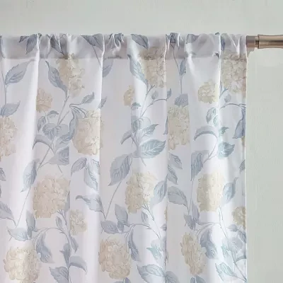 Laura Ashley Hydrangea Rod Pocket Light-Filtering Set of 2 Curtain Panels