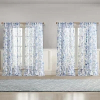 Laura Ashley Summer Palace Rod Pocket Sheer Set of 2 Curtain Panels